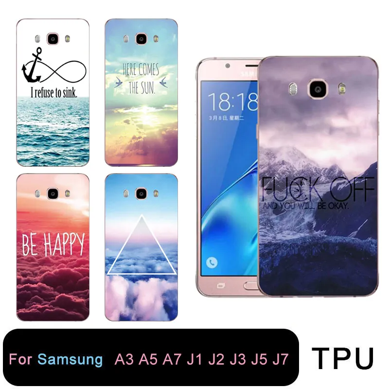 QMSWEI Soft Tpu Clear Phone Case For Samsung Galaxy A3 A5 2016 2017 prime J1 J2 J3 J5 J7 Mountain Sea sky Free shipping |
