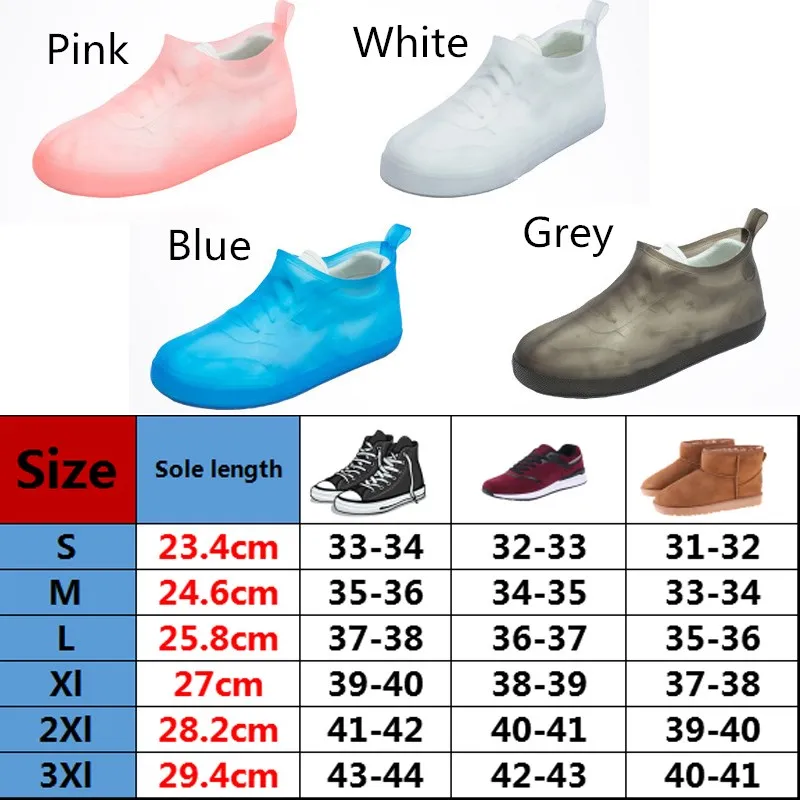 KESMAll Waterproof Reusable Rain Shoes Covers Rubber Slip-resistant Rain Boot Overshoes Men&Women Shoes Accessories WS417