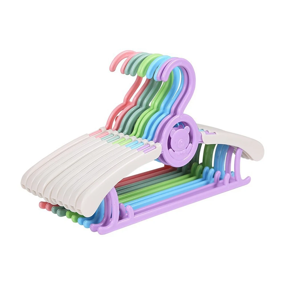 

10pcs Cartoon Children's Hangers Durable Baby Clothes Hangers Telescopic Clothes Cute Kid Clothes Racks Small Plastic Hanger