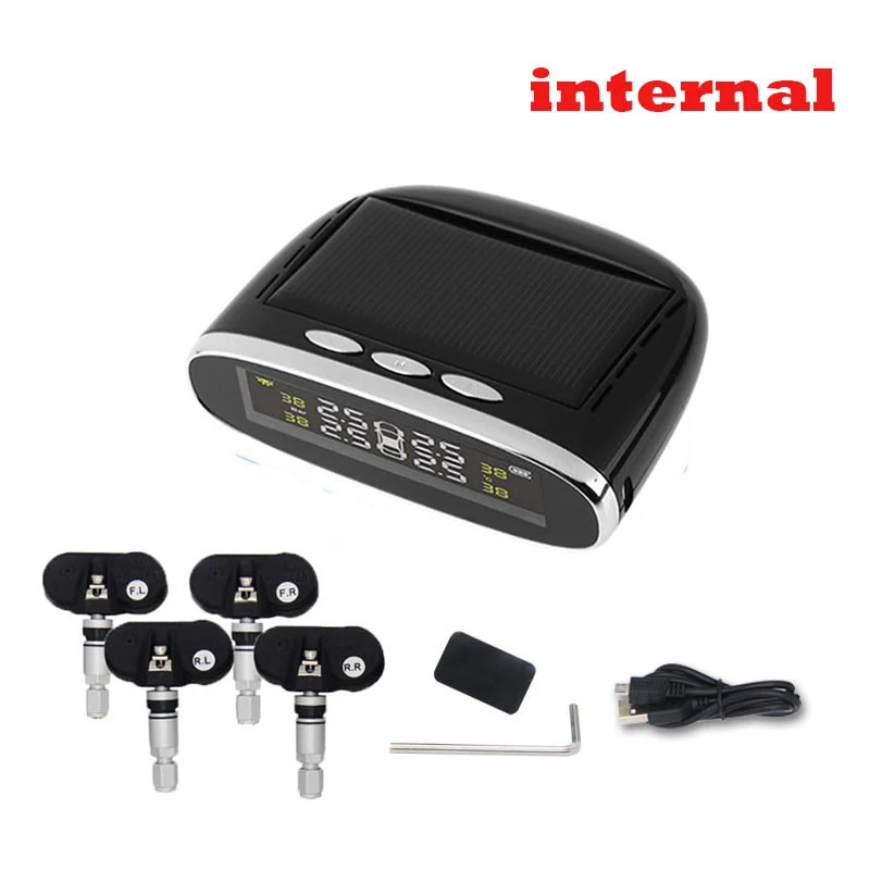 CST-TY03 Автомобильный TPMS контроль давления в шинах солнечной энергии ЖК-дисплей Охранная сигнализация с 4 внешними или внутренними датчиками давления в шинах - Тип: CST-TY03