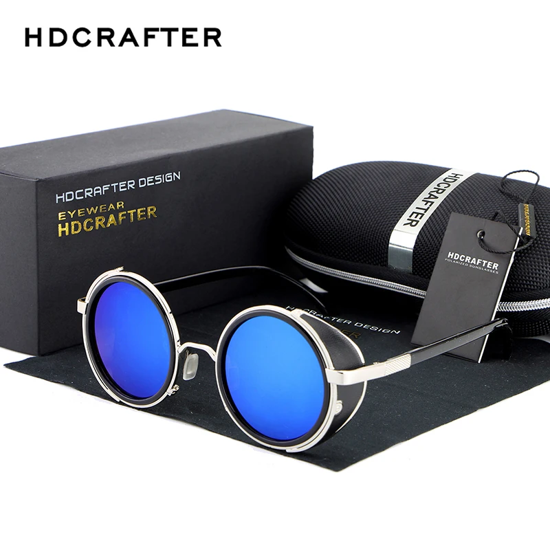 Солнцезащитные очки HDCRAFTER 2017 винтажные круглые в стиле стимпанк для мужчин и