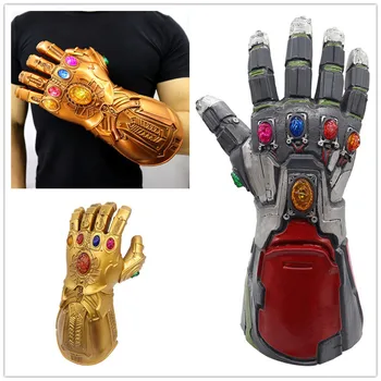 

Adult Kids Size Avengers Endgame Superhero Iron Man Tony Stark Thanos Infinity Stone LED Light Cosplay Gloves PVC Hand Gauntlet