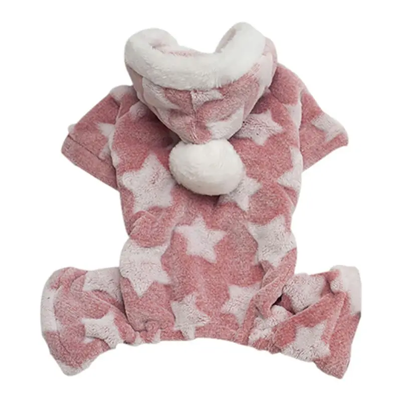 Pet Костюмы наряд маленькая одежда для собак пижамы для собак комбинезон осень-зима Одежда для собаки из флиса четыре ноги в тепле - Цвет: Розовый