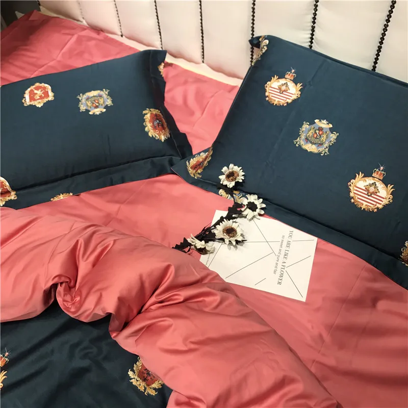 Egyptian cotton Bed Set Duvet Cover Bed Sheet adults Cover Set Home Textile red color Bed Linens 4pcs Bedding Sets 13 IMG_6051