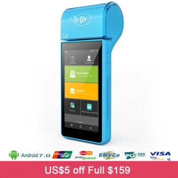 Online Android 7,0 OS Bluetooth Wifi 4G LTE Hohe Qualität Kreditkarte Reader 5 Zoll Touchscreen PDF417 Code Scanner QR Scanner