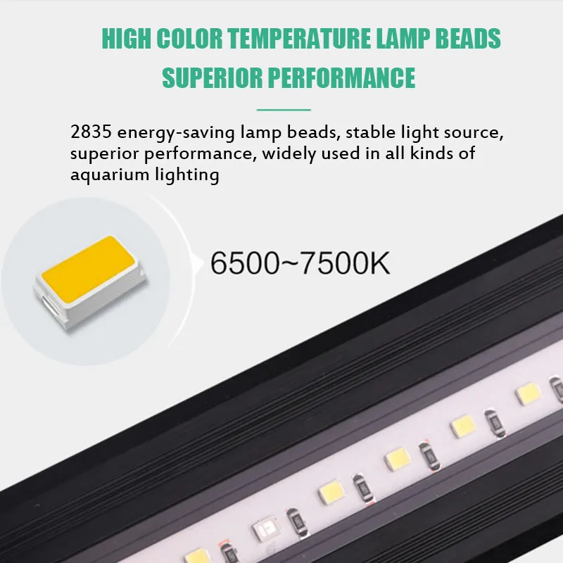 Супер тонкий 8-50 см светодиодный аквариумный освещение для аквариума лампа для 16-66 см регулируемый 2835 Светодиодный аквариум освещение для аквариума лампа Черная вилка США