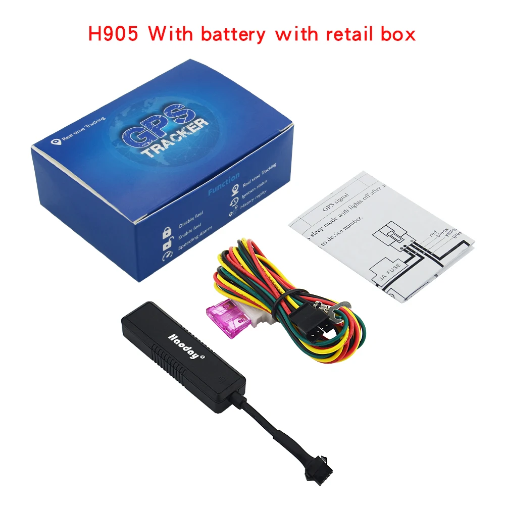Высококачественный супер мини-автомобиль gps трекер H905 в режиме реального времени отслеживающий локатор H905 широкий рабочий напряжение 9-90 в гео-забор бесплатное приложение - Цвет: with box no relay