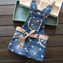 Новое поступление; джинсовый сарафан для маленьких девочек; джинсовое платье на бретелях для девочек; детское мини-платье с принтом подсолнуха; детское универсальное платье