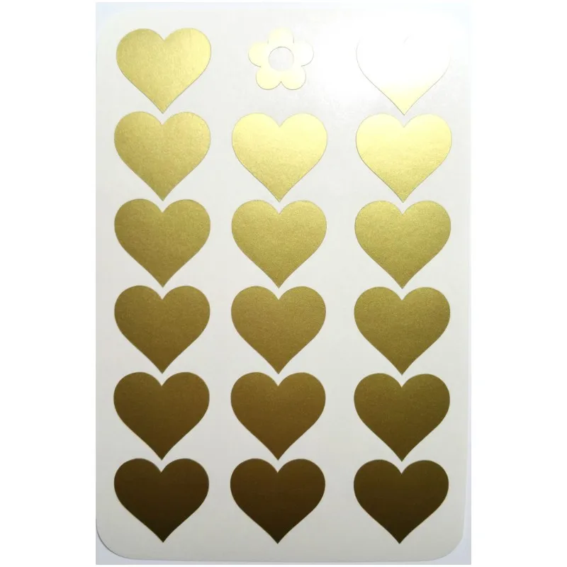 51pcs 1 inch Removable Vinyl Heart Stickers Vinyl Wall Decals Gold
