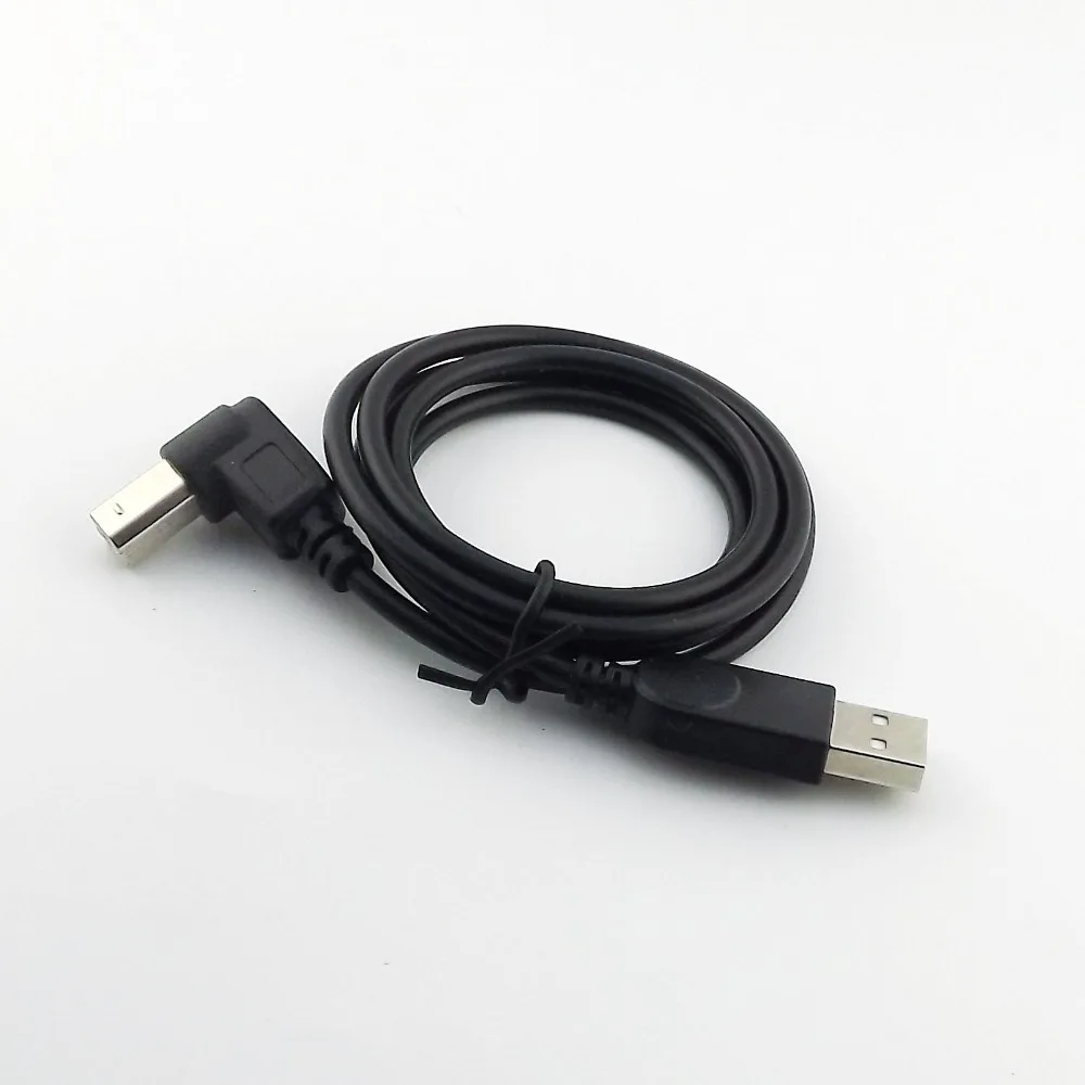 

1pc USB 2.0 Printer Cable Type A Male to B Male Down Angled Scanner Cord Black 3feet