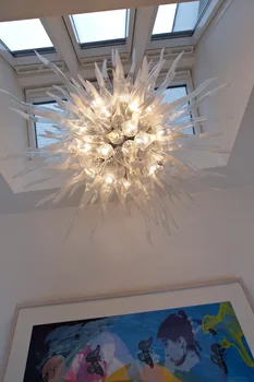 

2019 High Ceiling Pure Hand Blown Glass Living Room Chandelier Lamp