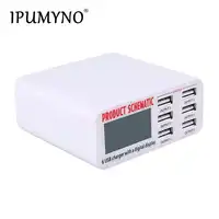 IPUMYNO 6 Ports USB Charger 30W LCD Display Real Time Fast Charging For iPhone Plus iPad Samsung Huawei Nexus ASUS AC Adapter