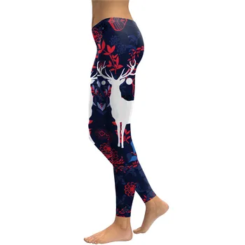 

New Dark Color Women Fashion Legging Festival Deer Animals Printing Leggings Slim Flexible Gaiters Women's Pants