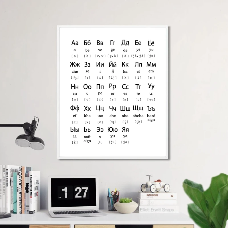 Russian alphabet prints office decor