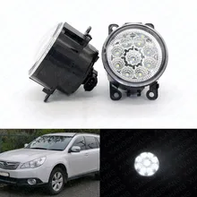 LED Front Fog Lights For Subaru Outback 2010-2011 2012 Car Styling Round Bumper DRL Daytime Running Driving