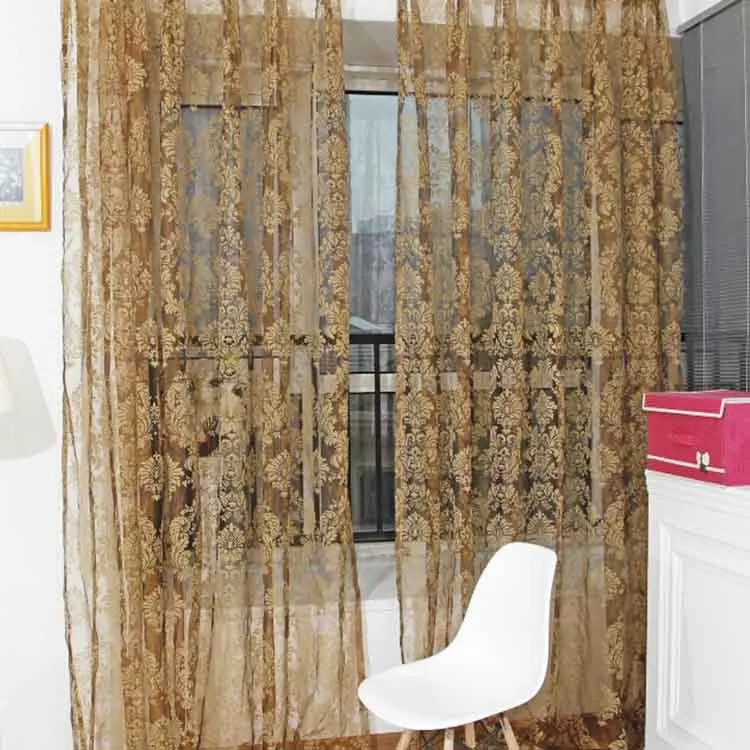 

1pc Jacquard Floral Design Window Curtain Sheer For Bedroom Tulle Fabric Curtain Living Room Modern