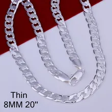 8 мм 16-24 дюймов звенья Мужская цепочка подвеска модные серебряные мужские ювелирные изделия, серебро 925 пробы цепочка на шею для мужчин Высокое качество