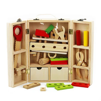 

Kids Wooden Multifunctional Set Tools Toy Wood Maintenance Box Wrench Tools Set for Baby Nut Combination Educational Tool Kits