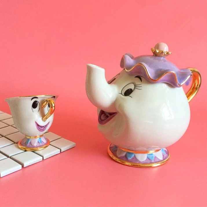 

Flash Sale Cartoon Beauty And The Beast Tea Set Teapot Cup Mrs Potts Chip Tea Pot Cup lovely Birthday Gift