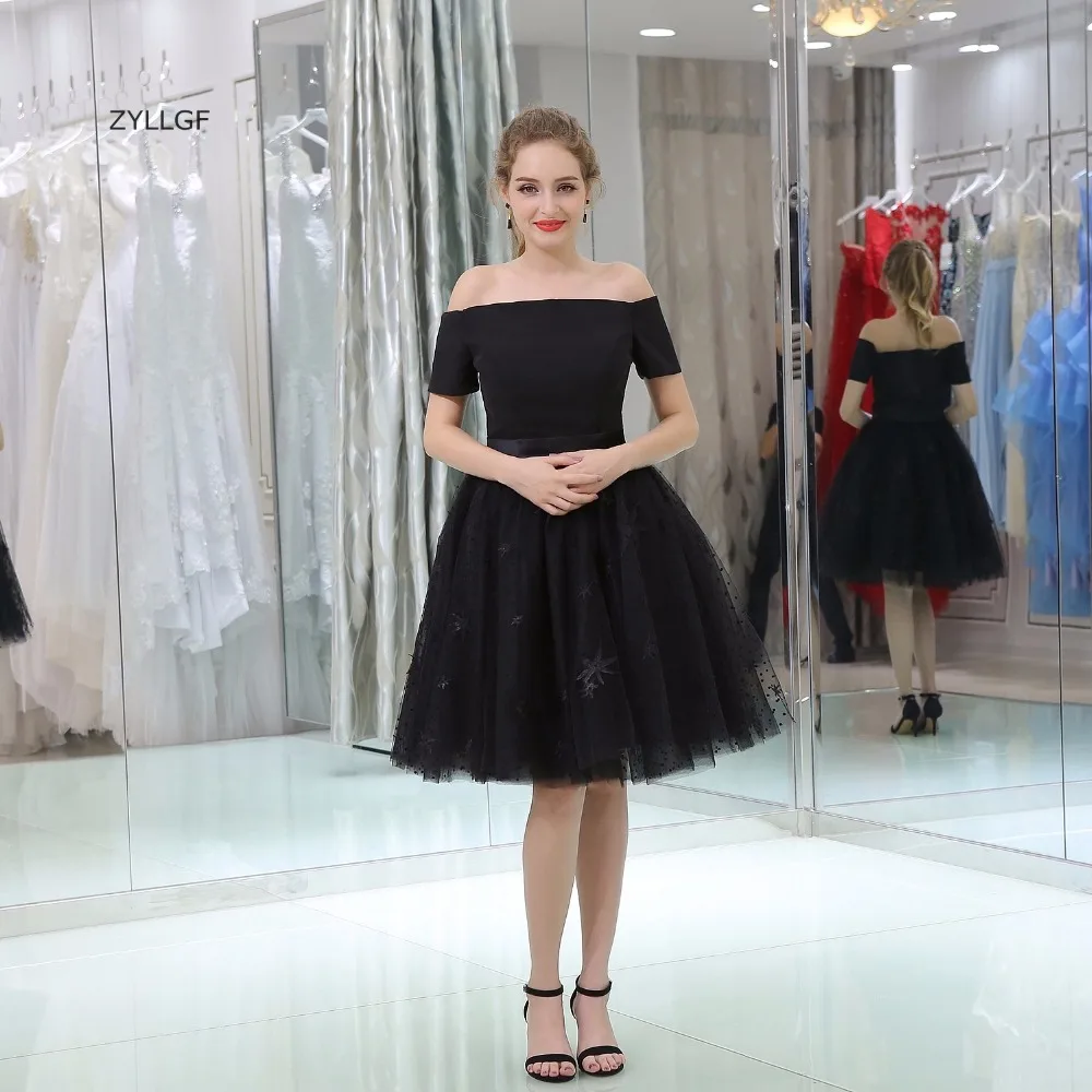 Zyllgf Short Black Elegant Dress Women For Wedding Party A Line
