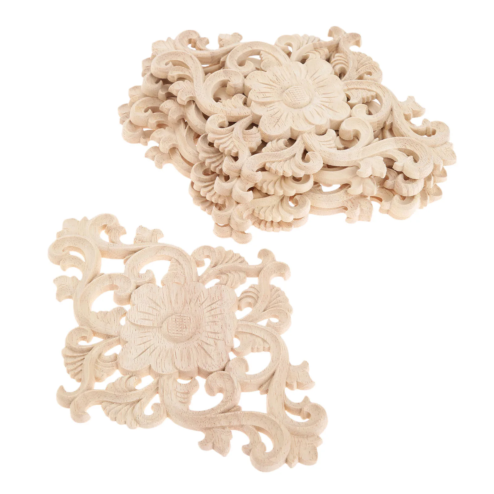 

1Pc 21*15cm Elegant Unpainted Wood Carved Corner Onlay Applique Frame Home Wall Doors Cabinet Furniture Decorative Figurines