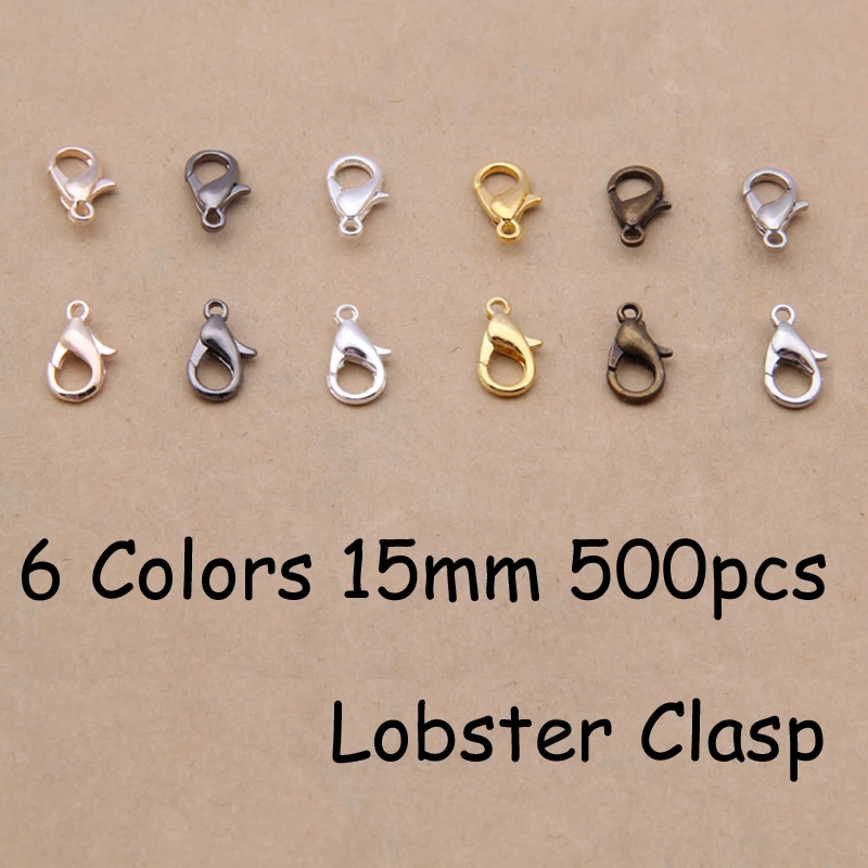 

YAGE 15MM 500PCS 6 Colors Zinc Alloy Lobster Clasp Gold,Bronze,Rhodium,Rose Gold,925 silver Jewelry Findings for jewelry making