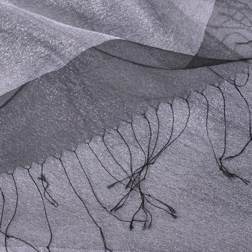 New Elegant Organza Silk Scarf Shawl Fashion 100% Mulberry Silk Silver Grey Female Long Scarves Autumn Winter Ladies Tassel Cape - Image 6