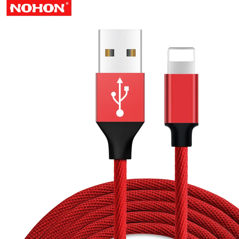 NOHON Быстрая зарядка USB кабель для передачи данных для iPhone 6 6 S 7 8 Plus X мобильный телефон USB Кабель зарядного устройства для iPhone 5 5S SE iPad 4 mini 2 3 - Цвет: Red
