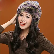 Реальный furof выдры кроличий мех шапка ленивый кролик волосы плетеный лампы мяч шляпа модные теплые Джокер