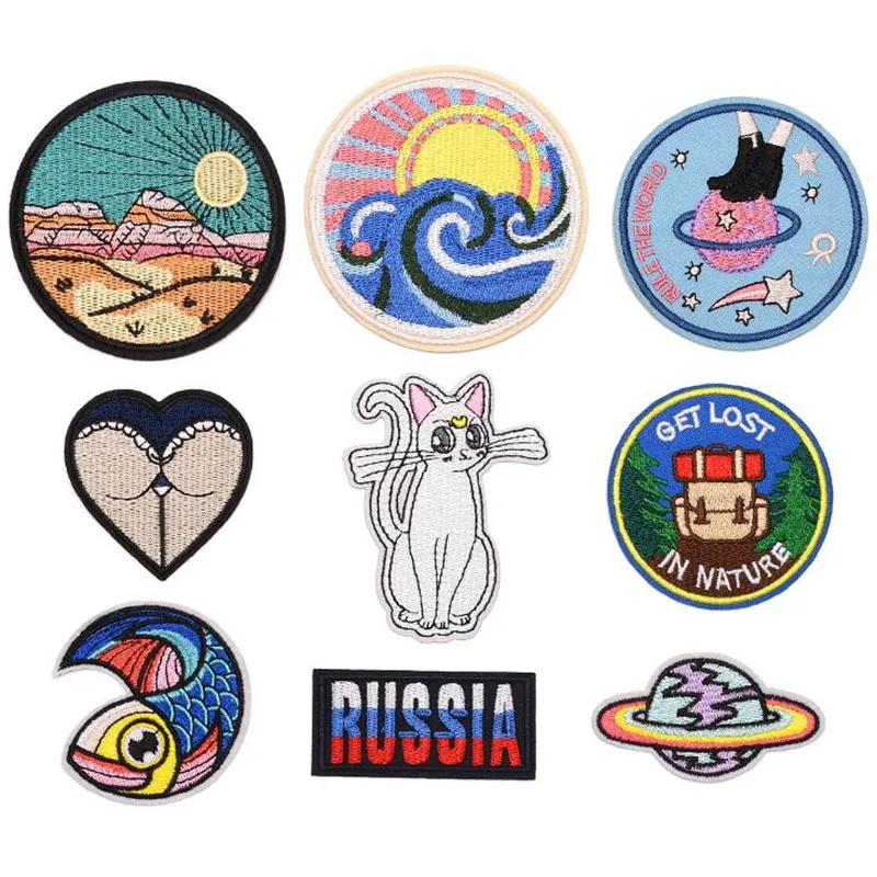 

Circular Camping Love Badges Parches Embroidered Iron On Patches For DIY Cloth Patch Fashion Design Motif Applique Badge