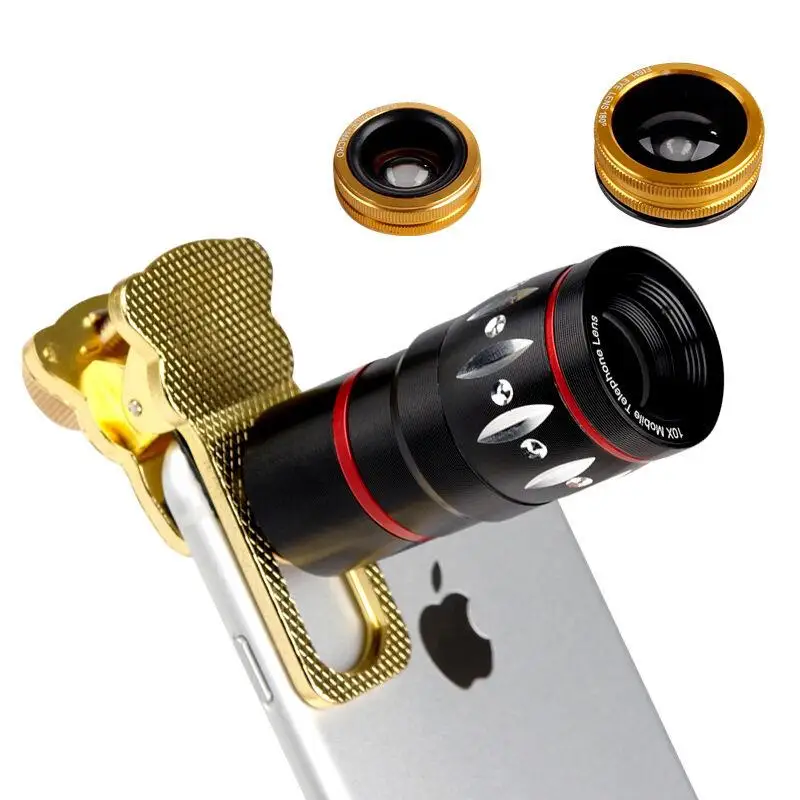 Orbmart-telescópio Universal em Lentes com Zoom de 10x Olho de Peixe Lente Macro para Iphone se 6s Plus Samsung s7 s6 Redmi - Image 3