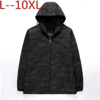 

5xl 6xl 8xl 10xl Spring Autumn Mens Casual Camouflage Hoodie Jacket Men Waterproof Clothes Men's Windbreaker Coat Male Outwear