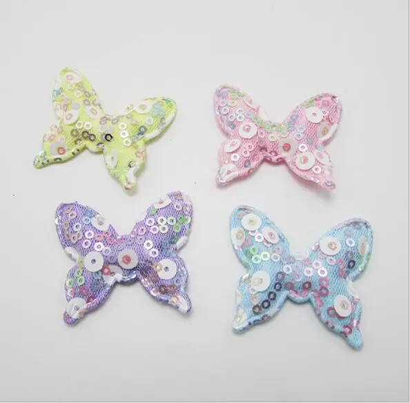

20pcs/lot 5x4cm Mixed Padded Shiny/Sequin Butterfly Appliques For Kid DIY Patch And Baby Headdress Accessories