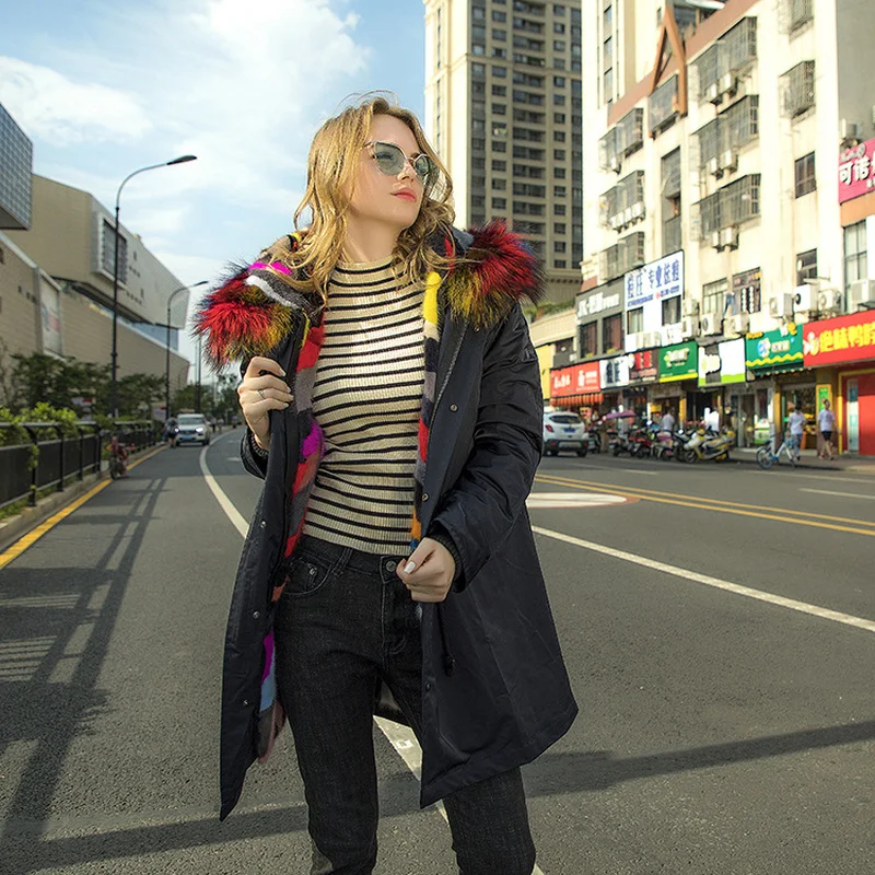 Veste Outwear Parkas Grand Fourrure D'hiver Femmes Manteau Collier Raton Hn254 De Lâche Nouveau 2018 Noir Vert Laveur À Capuchon Armée Vêtements Femme YvTqp5zwz