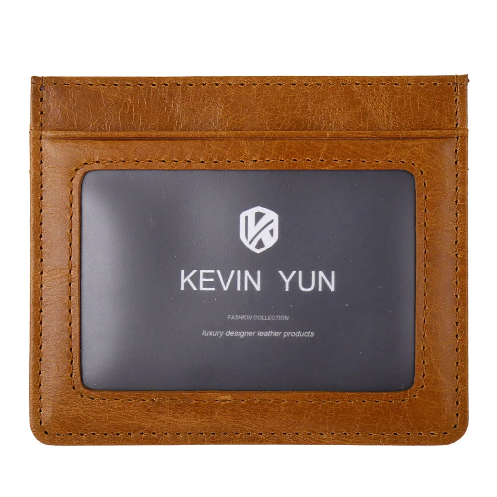 KEVIN YUN Designer Brand Vintage Men Card Holder Wallet Genuine Leather Mini Pocket Credit ID Card Case