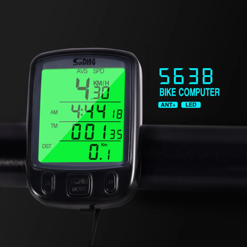 

2018 Hot SD 563B Waterproof LCD Display Cycling Bike Bicycle Computer Odometer Speedometer with Green Backlight