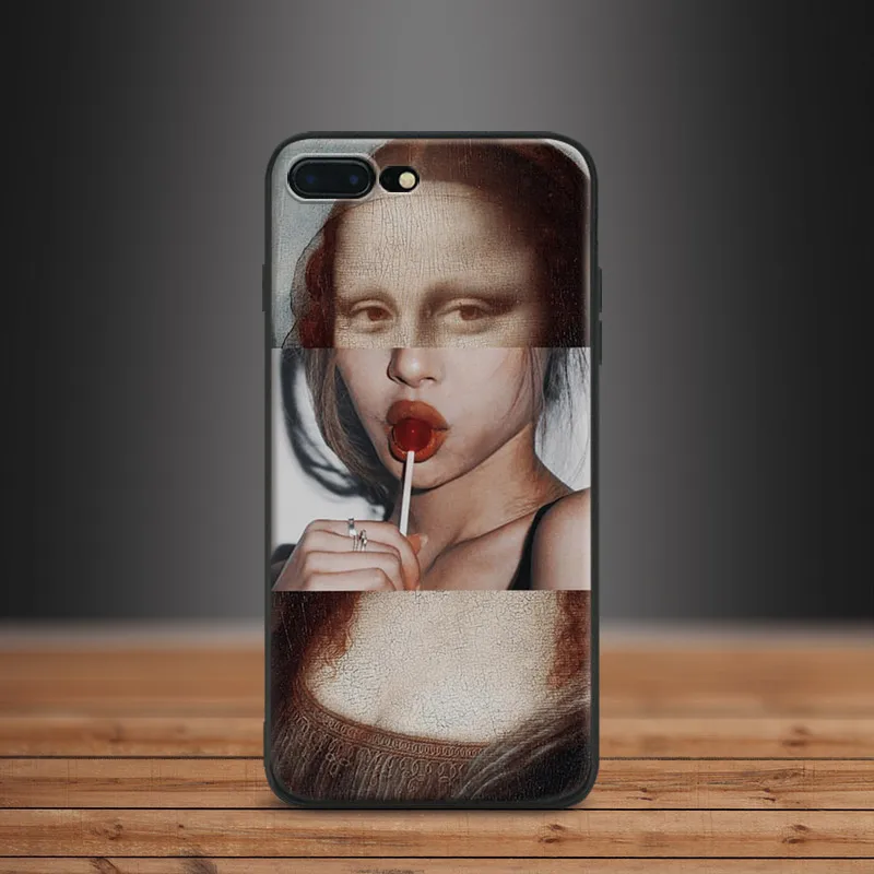 

Spoof Mona Lisa Amazing Pattern Fun Art Soft Silicone Phone Case Cover Shell For Apple iPhone 5 5s Se 6 6s 7 8 Plus X XR XS MAX