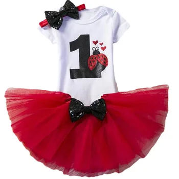 

Toddler Kids 1 Year Girl Baby Birthday Baptism Dress Children Christmas Halloween Unicorn Romper Shirt Tutu Dress Clothing Set