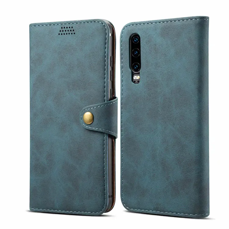 Кнопка Ретро Винтаж книжка кожаный чехол-портмоне с откидной крышкой для huawei P30 чехол huawei P30 Lite чехол Fundas P30 Lite чехол для телефона Coque - Цвет: navy