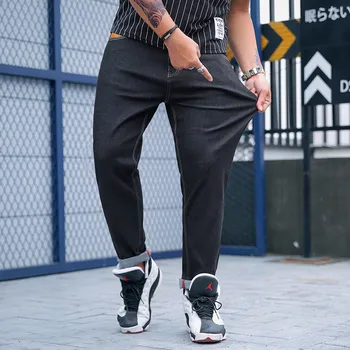 

Jeans men Summer New tide brand Large size Men's Loose Casual Straight Leg pants Men's Stretch Black jeans More Size 30-46 48