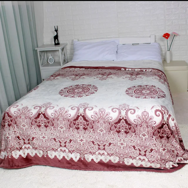 Winter Blanket On The Bed Red Flower Soft Thick King Queen Size Winter Blanket On The Bed Red Flower Soft Thick King Queen Size Flannel Fleece Blankets Throw