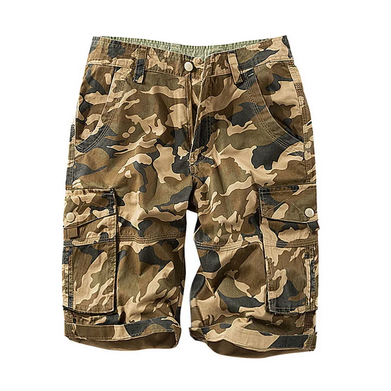 SHUJIN Summer Camouflage Printed Shorts Pockets Straight Male Casual Cargo Shorts Men Trousers Plus Cotton bermuda masculina - Цвет: Camouflage Khaki