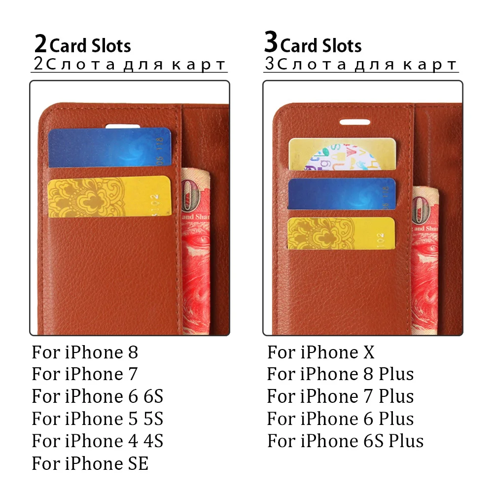 KIP7P1146_7_Litchi Texture Leather Case with Card Slots & Stand for iPhone 7 Plus