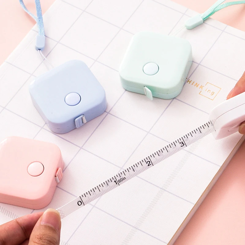 

1pc Soft Rulers Candy Color Portable 60inch 150CM Retractable Tapeline Kawaii Papeleria School Stationery Measuring Drawing Tool