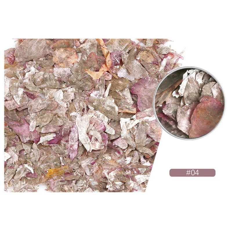 Nail Rock Slice Mica Slice Shell Slice Thin Fragment Mix Piece Nail Ornament Nail Art Jewelry Decoration Rose Gold 3D Charms - Цвет: 04