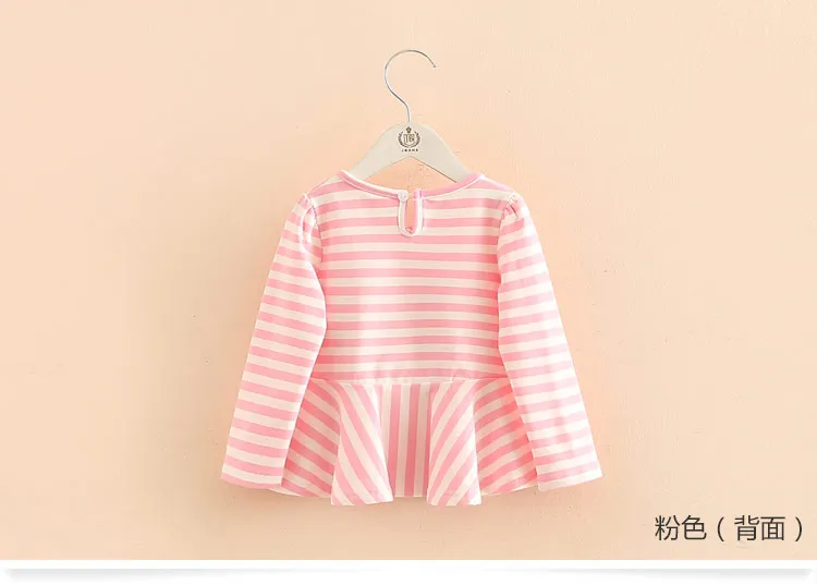 Kids Tops 2018 Fashion Spring Autumn Long Sleeve O-Neck Cute Rabbit Bow Striped Patchwork Baby Tees Little Child Girls T Shirts (7)