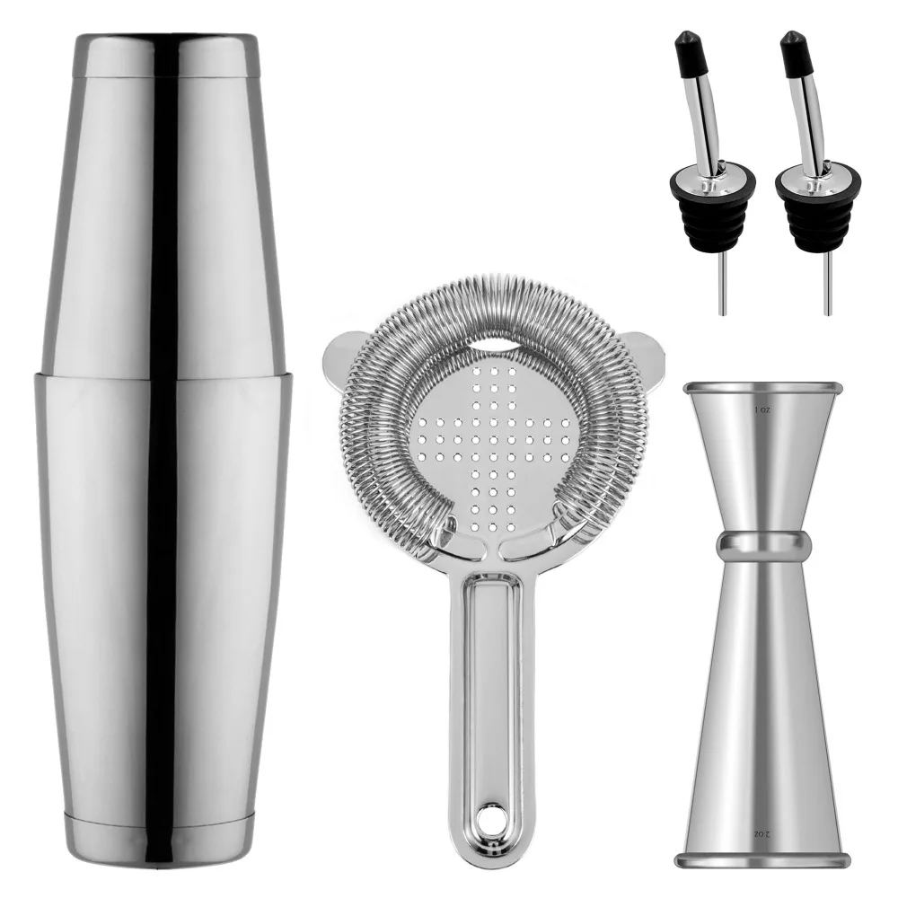 Boston Cocktail Shaker Bar Set 6 Piece Boston Shaker Tins Hawthorne