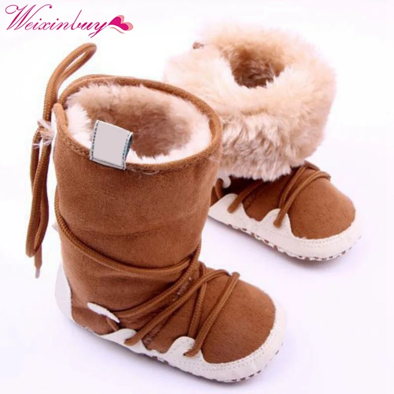 Для новорожденных зимние ботинки мягкие для малышей Теплые Зимние ботиночки с мехом детская обувь