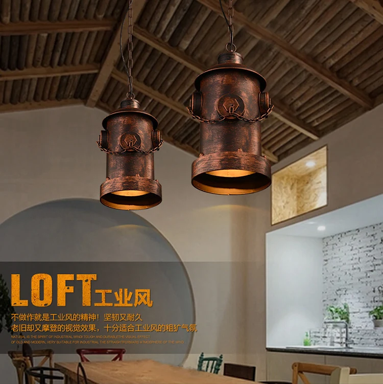 

loft industrial style chandelier vintage wrought iron chandelier creative personality Cafe Bar Art hydrant chandelier