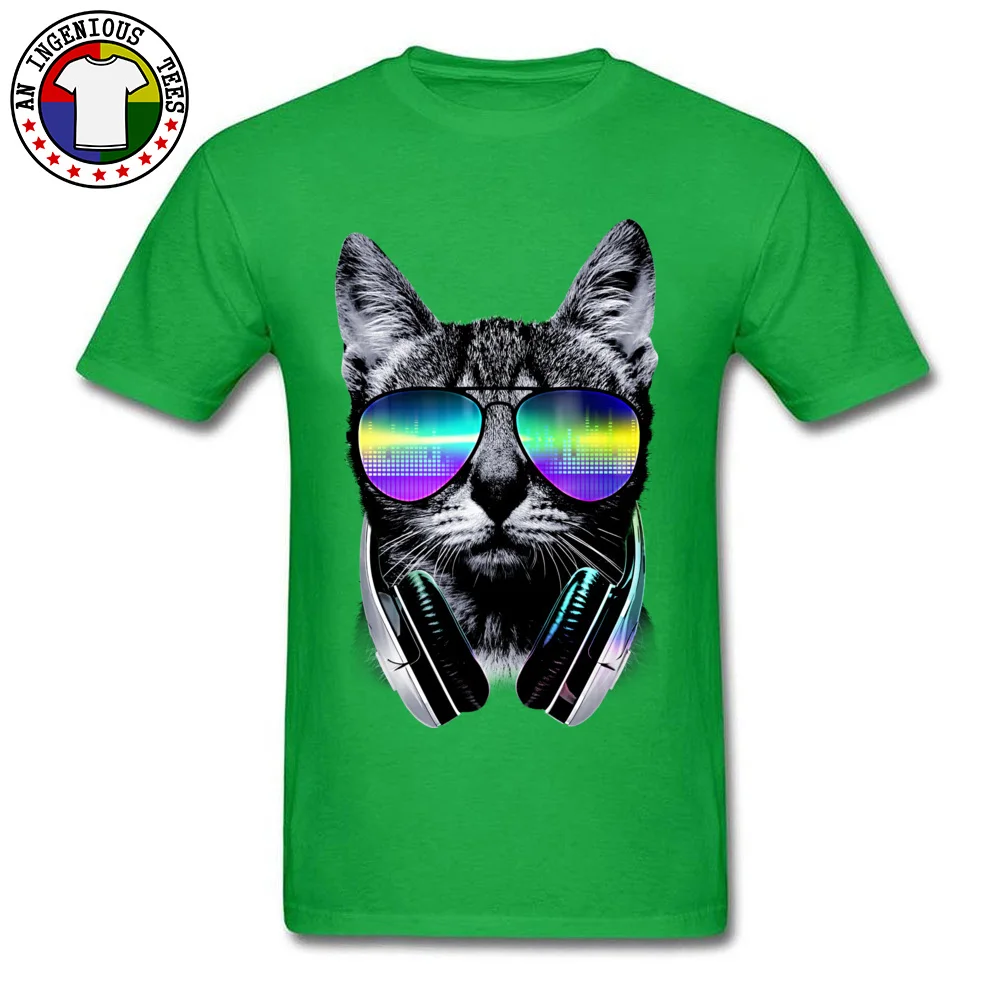 Tops Shirts Top T-shirts Music Lover Cat V.II Summer Autumn Short Sleeve 100% Cotton O Neck Men T Shirts Group 2018 New Fashion Music Lover Cat V.II green